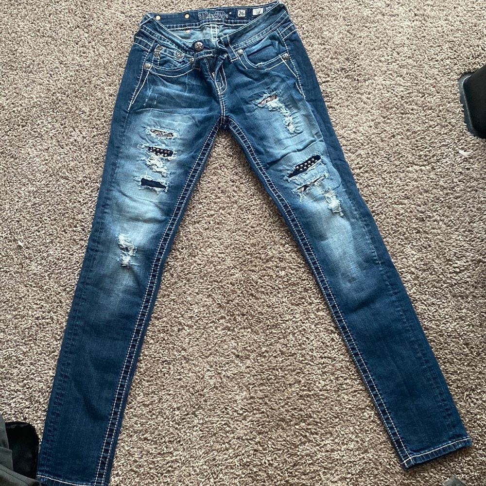 BRAND- Miss. Me SIZE- 26 COLOR- dark blue (distressed)
